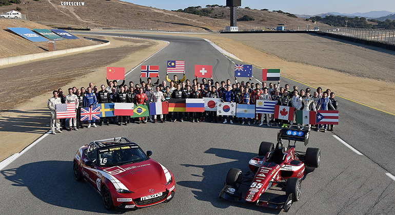 Os pilotos que disputaram a final de 2017,  em Laguna Seca, Califórnia (Mazda Road to Indy)